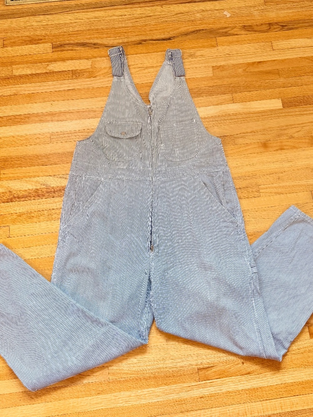 Vintage 70s Railroad Stripe Overalls | Blue & White Hickory Stripe Workwear